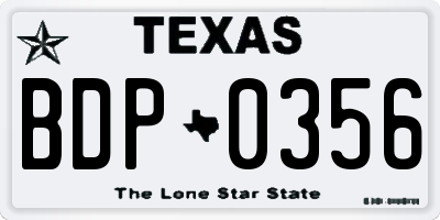 TX license plate BDP0356