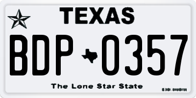 TX license plate BDP0357