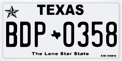 TX license plate BDP0358