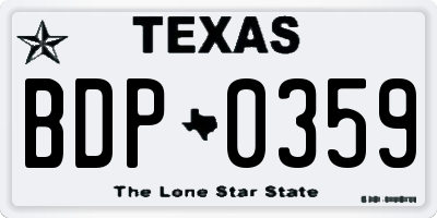 TX license plate BDP0359