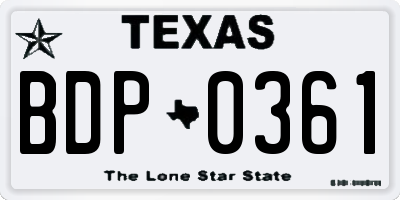 TX license plate BDP0361