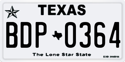 TX license plate BDP0364