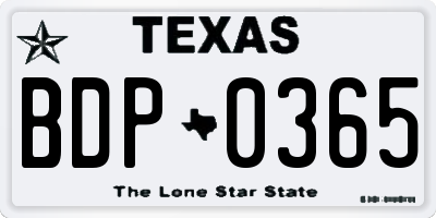 TX license plate BDP0365