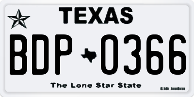 TX license plate BDP0366