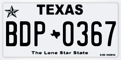 TX license plate BDP0367