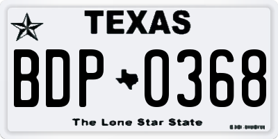 TX license plate BDP0368