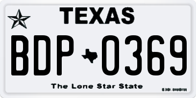 TX license plate BDP0369