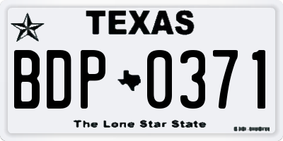 TX license plate BDP0371
