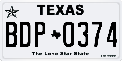 TX license plate BDP0374