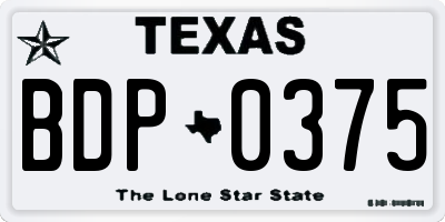 TX license plate BDP0375
