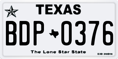 TX license plate BDP0376