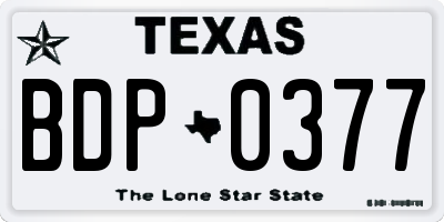 TX license plate BDP0377