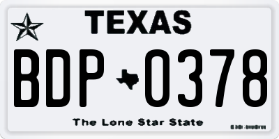 TX license plate BDP0378