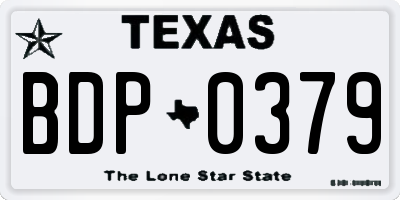 TX license plate BDP0379