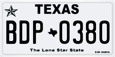 TX license plate BDP0380