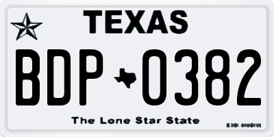 TX license plate BDP0382