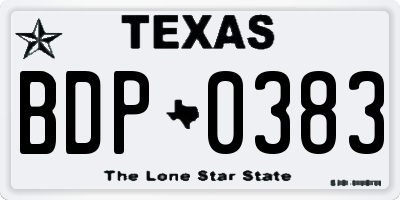 TX license plate BDP0383