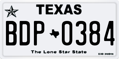 TX license plate BDP0384