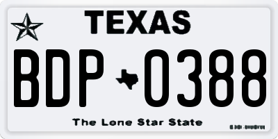 TX license plate BDP0388