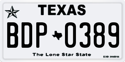 TX license plate BDP0389