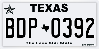 TX license plate BDP0392