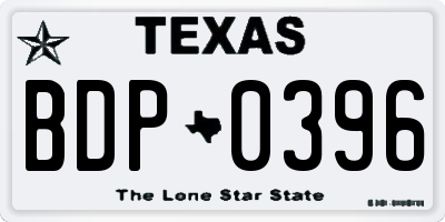 TX license plate BDP0396