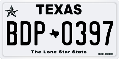 TX license plate BDP0397