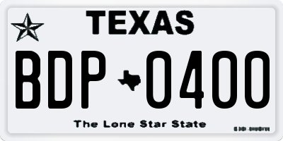 TX license plate BDP0400