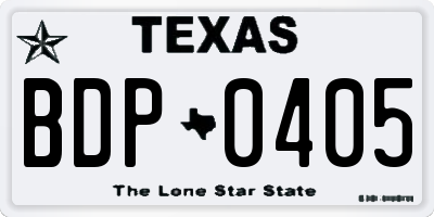 TX license plate BDP0405