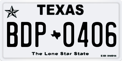 TX license plate BDP0406
