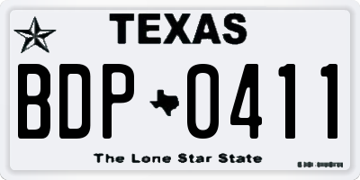 TX license plate BDP0411