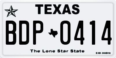 TX license plate BDP0414