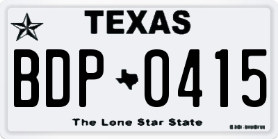 TX license plate BDP0415
