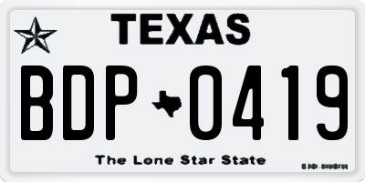 TX license plate BDP0419