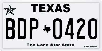 TX license plate BDP0420