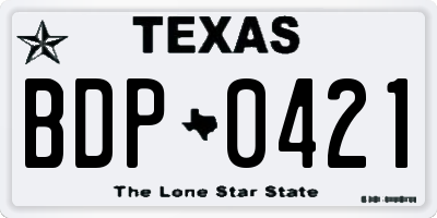 TX license plate BDP0421