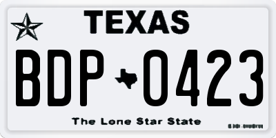 TX license plate BDP0423