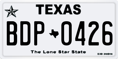 TX license plate BDP0426