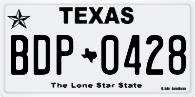TX license plate BDP0428