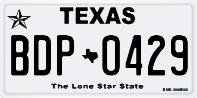 TX license plate BDP0429