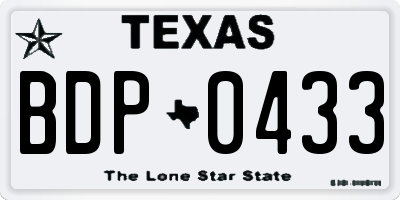 TX license plate BDP0433