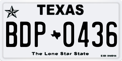 TX license plate BDP0436