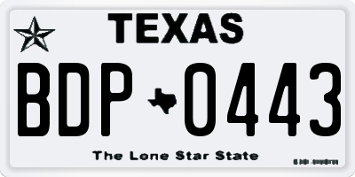 TX license plate BDP0443