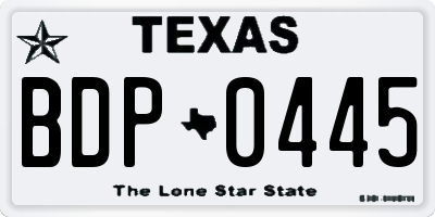 TX license plate BDP0445
