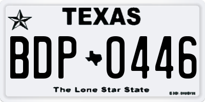 TX license plate BDP0446