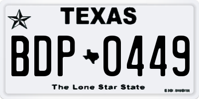 TX license plate BDP0449