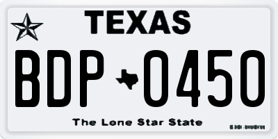 TX license plate BDP0450