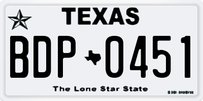 TX license plate BDP0451
