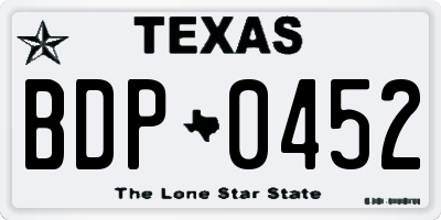 TX license plate BDP0452