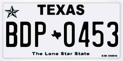 TX license plate BDP0453